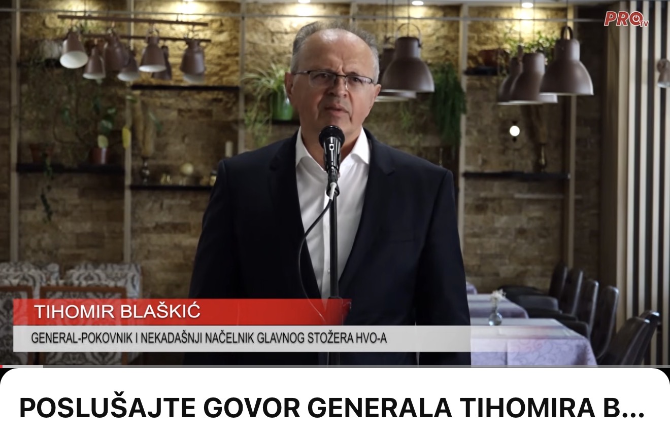 POSLUŠAJTE GOVOR GENERALA TIHOMIRA BLAŠKIĆA SVOJIM NEKADAŠNJIM KOLEGAMA IZ GLAVNOG STOŽERA HVO-A