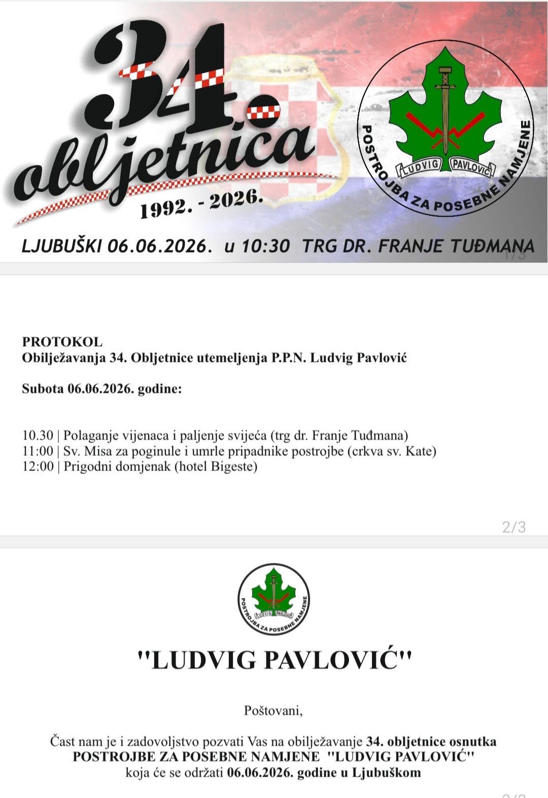 Čapljina: Obilježavanje 33. obljetnice PPN-a ”Ludvig Pavlović”