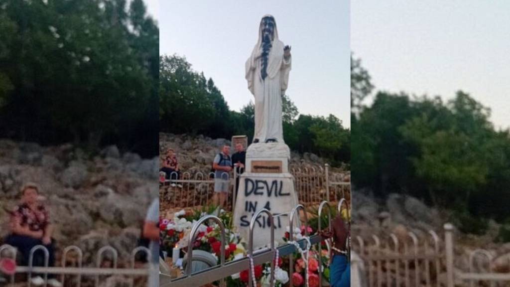 Incident u Međugorju: Zapaljen vanjski oltar crkve, oskvrnjeni Gospin kip i Plavi križ